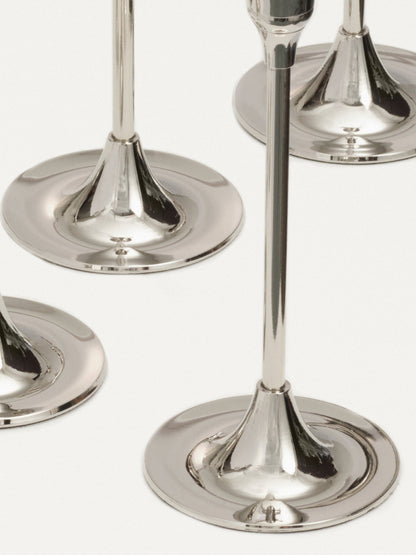 Nickel Candlestick Set Decor