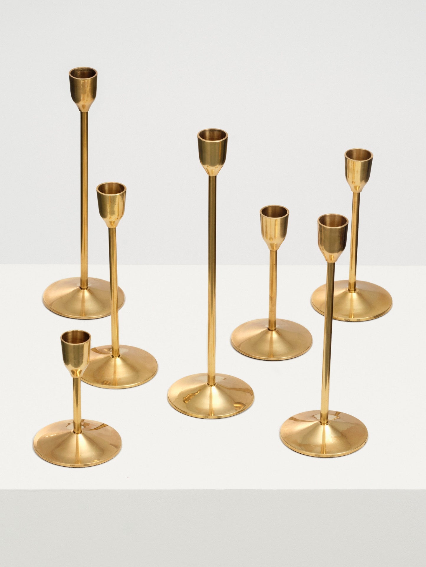 Polished Brass Candlestick Set Decor