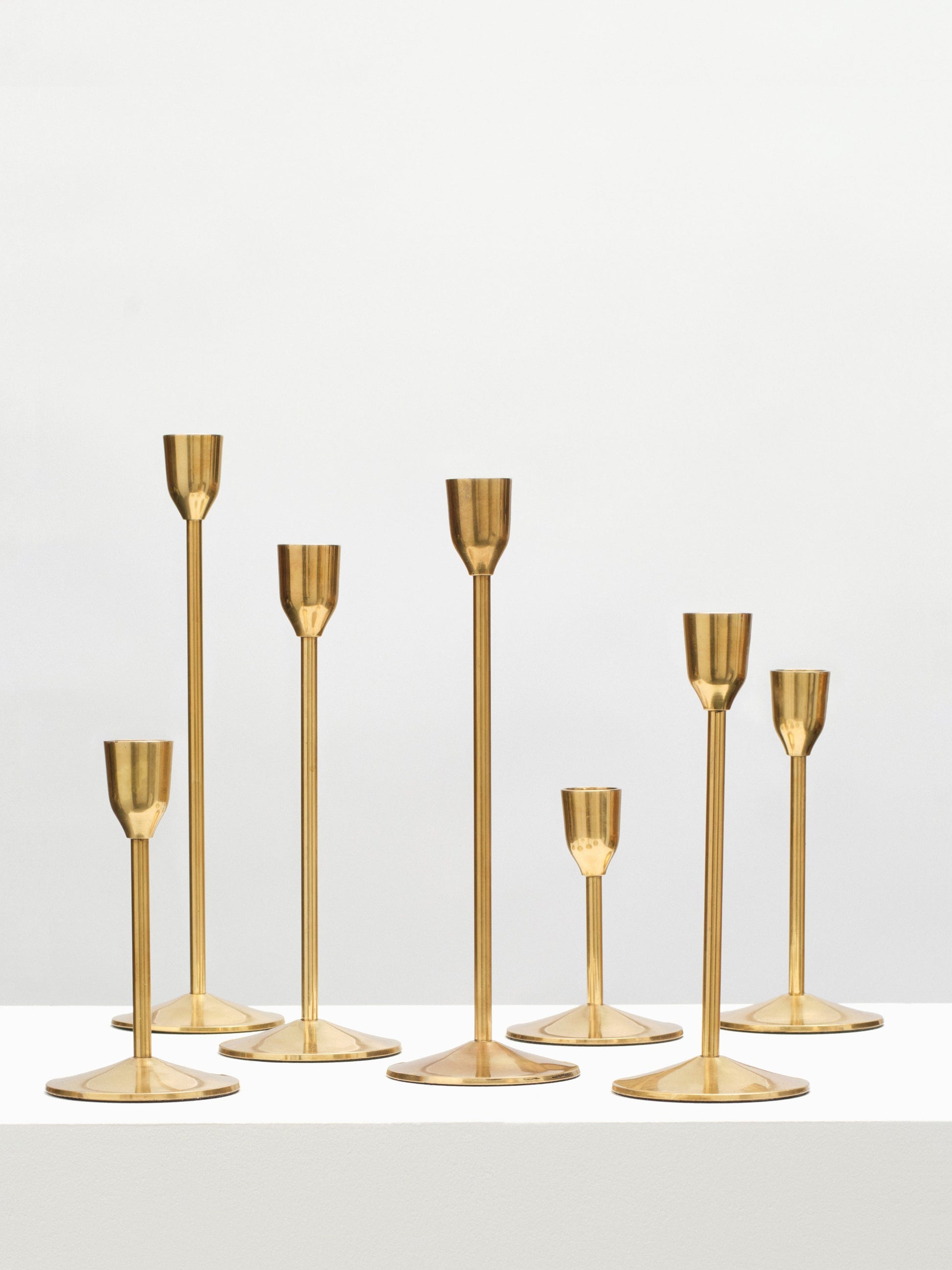 Polished Brass Candlestick Set Decor