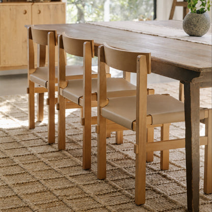 Shinto dining chair in natural leather, full view