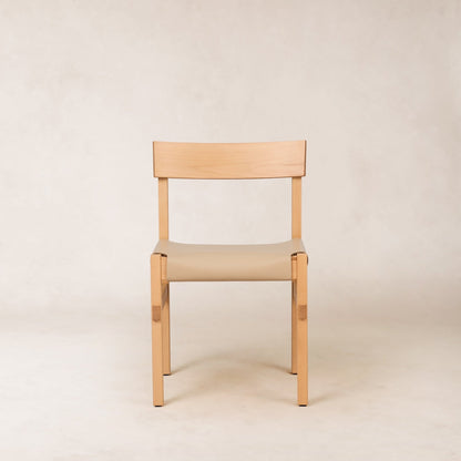 Shinto dining chair in natural leather, third view