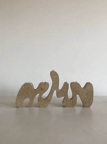 Travertine Menorah Sculpture by Hannah Polskin
