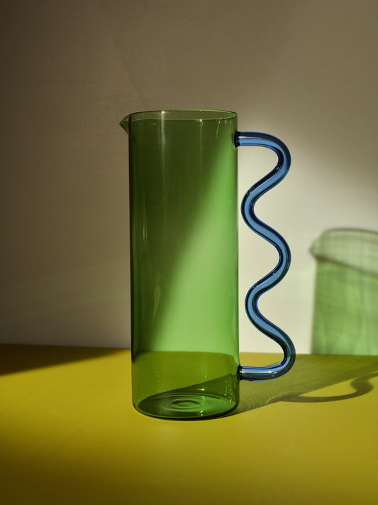 Wave Pitcher - Green w/ Blue