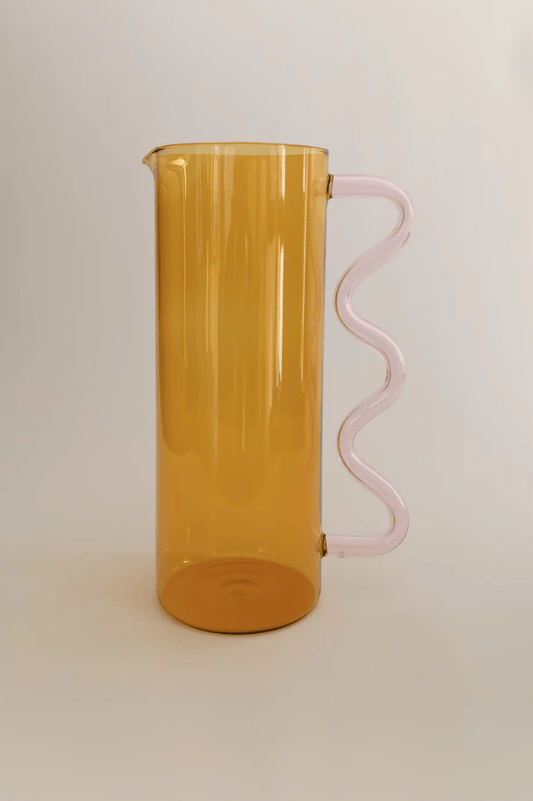 Wave Pitcher - Yellow w/ Pink