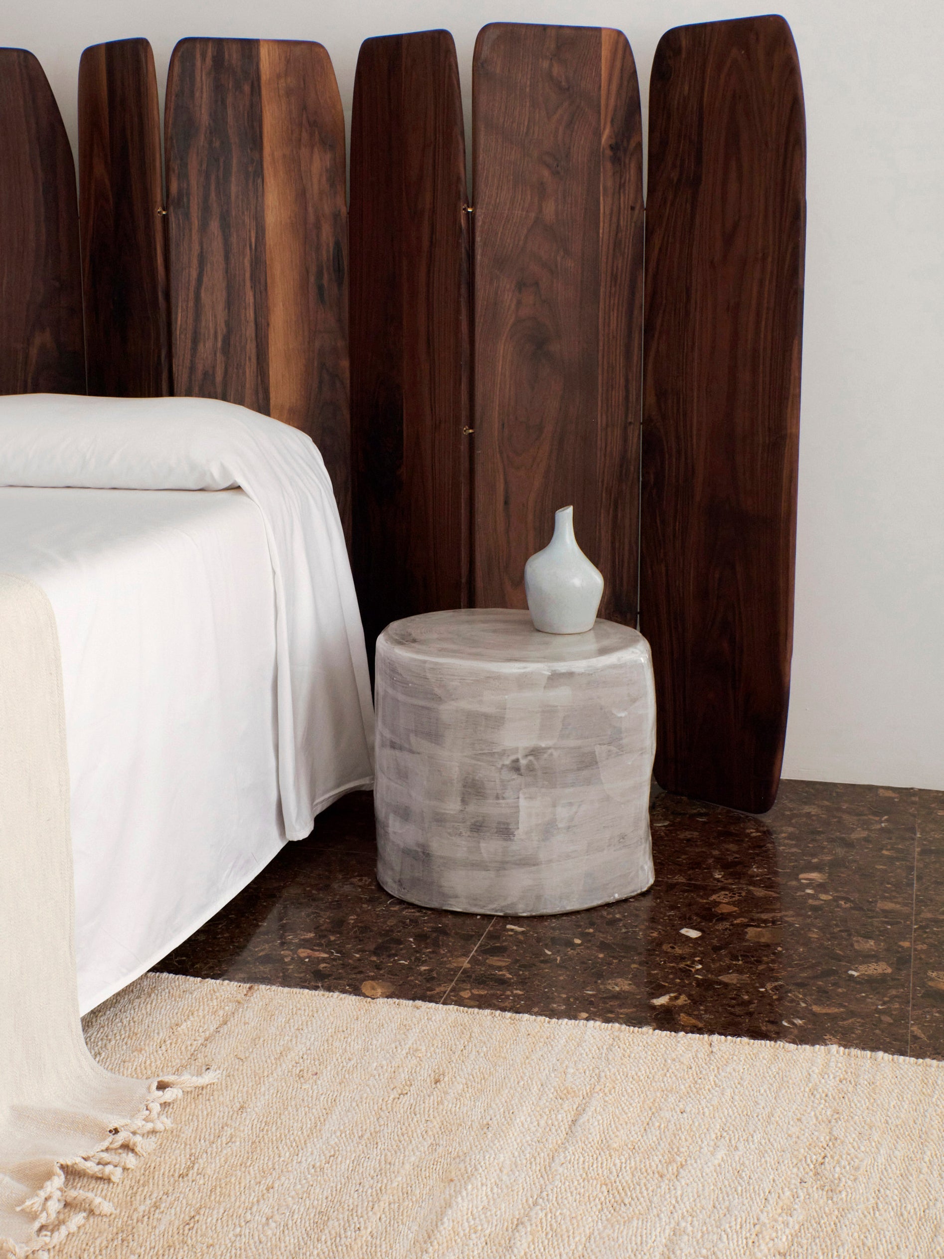 Ceramic Side Table - Small (Custom Shape) in Brushed White End Tables