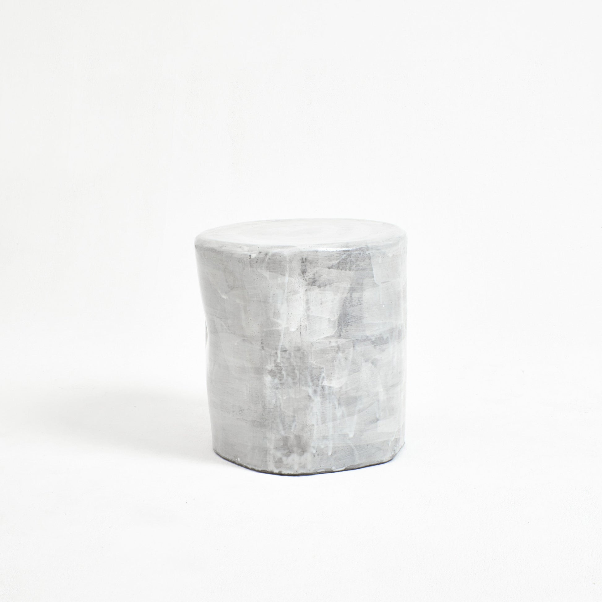 Ceramic Side Table - Small (Custom Shape) in Brushed White End Tables