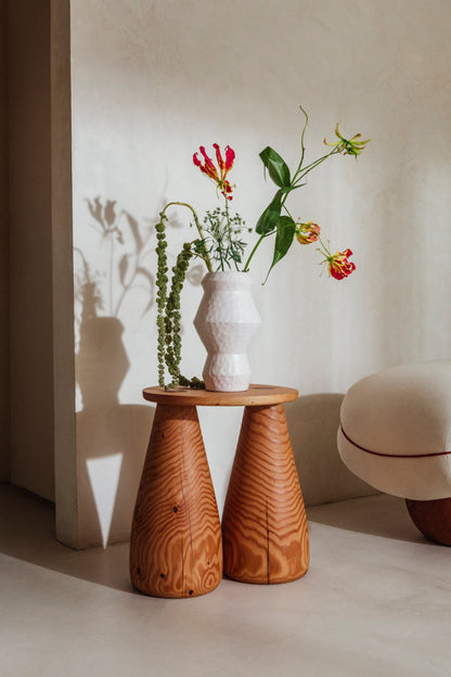 Contemporary Wooden Bell Side Table by Studio Sam Klemick End Tables
