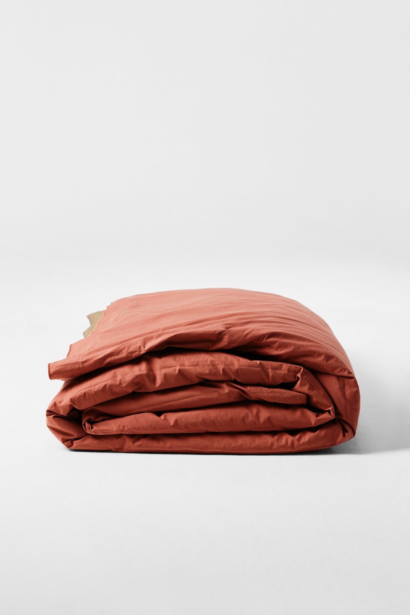 Bi Colour Organic Cotton Percale Duvet Cover - Carob & Ochre Red Duvet Covers in Super King