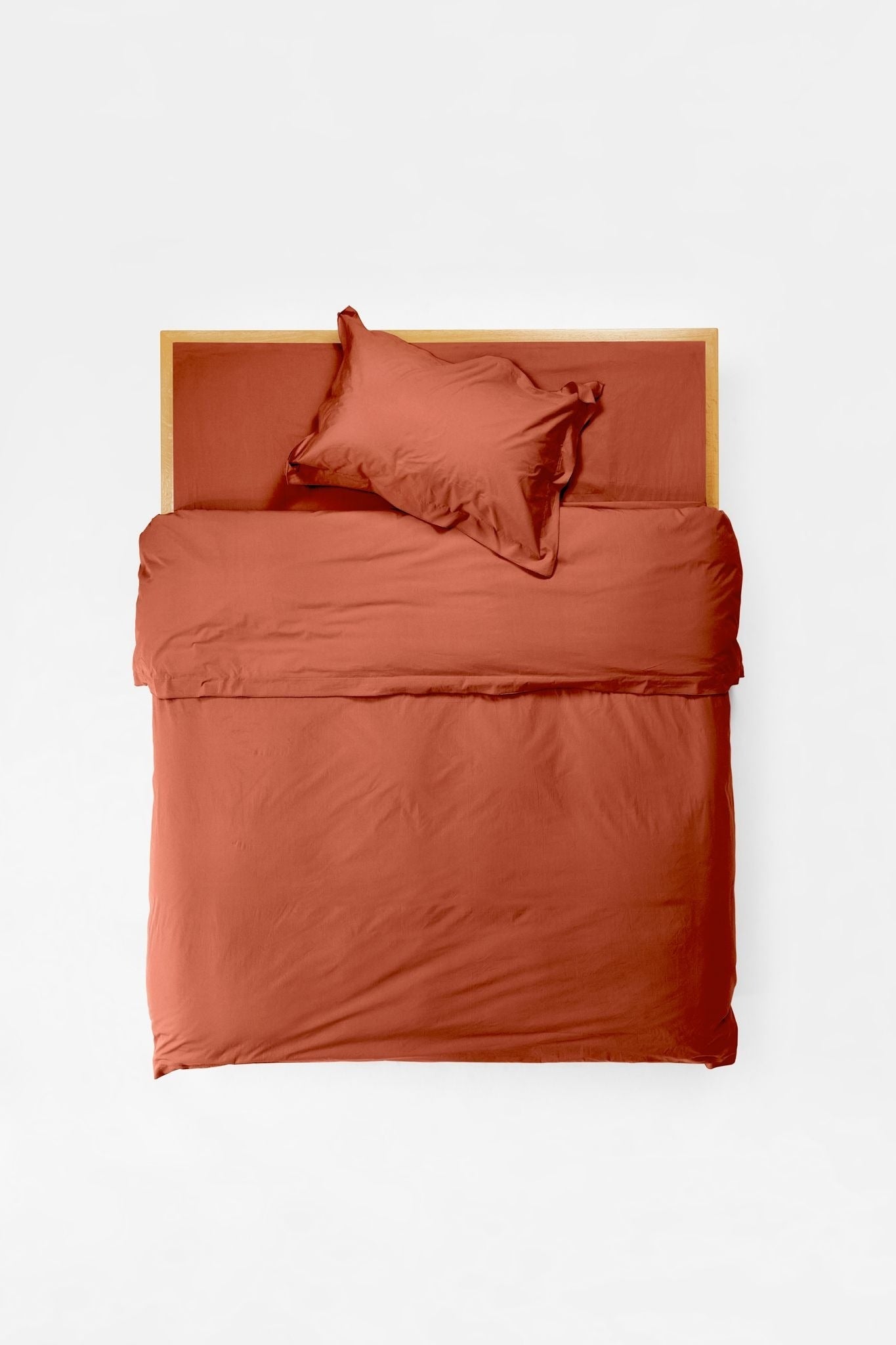 Mono Organic Cotton Percale Duvet Cover - Ochre Red Duvet Covers in Super King