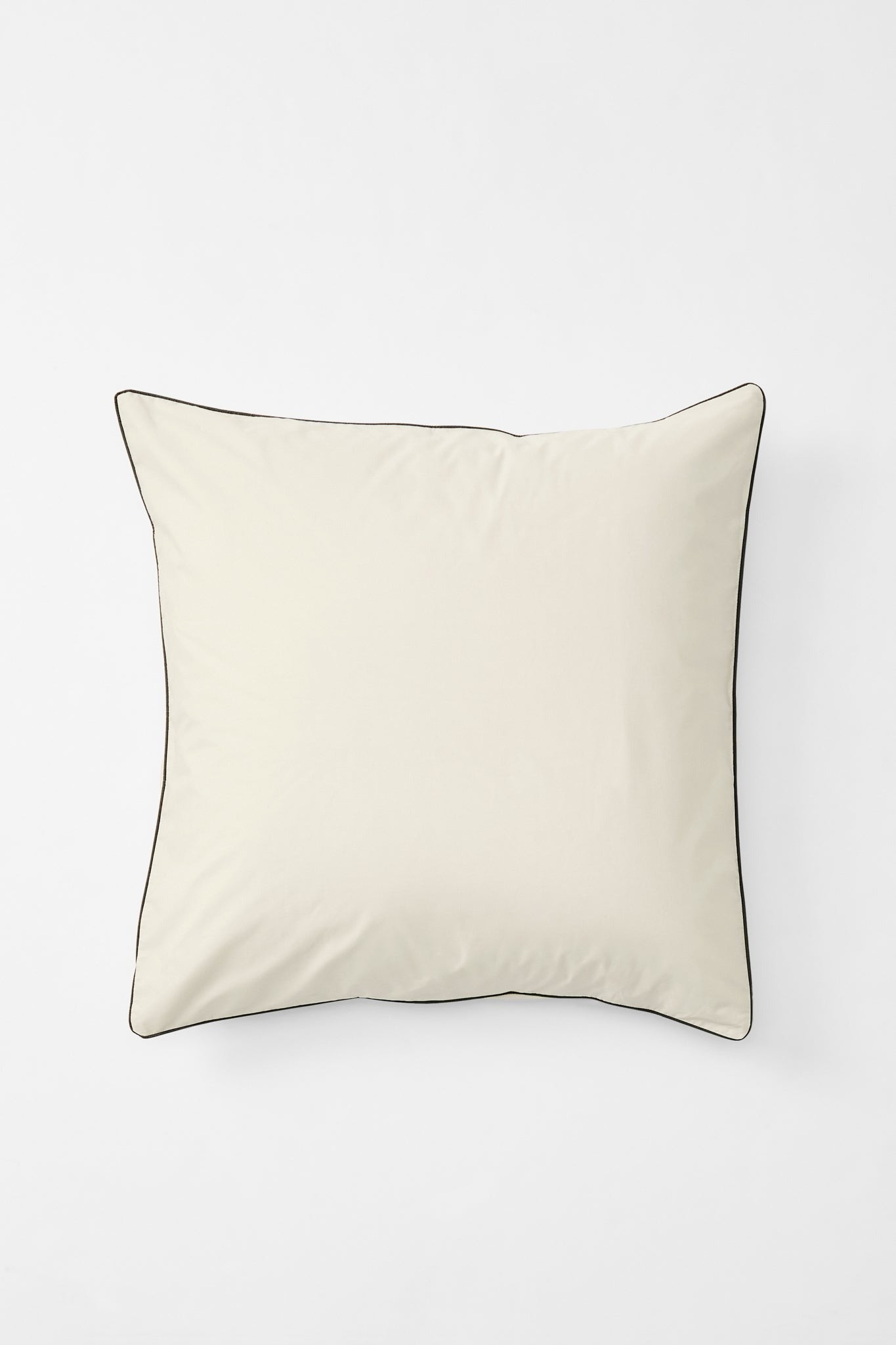 Contrast Edge Organic Cotton Percale Pillow Pair - Canvas with Cinder in Euro Pillow