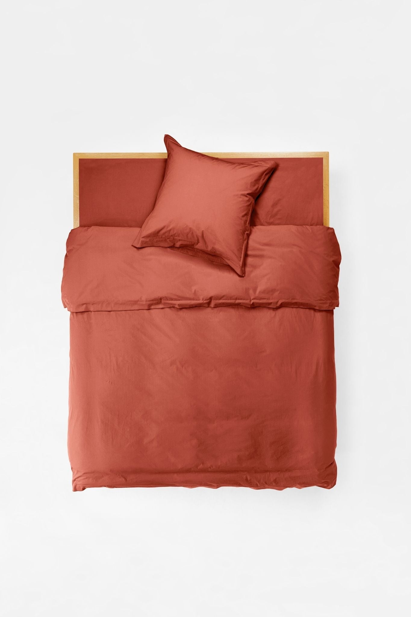 Mono Organic Cotton Percale Pillow Pair - Ochre Red Pillows in Euro Pillow