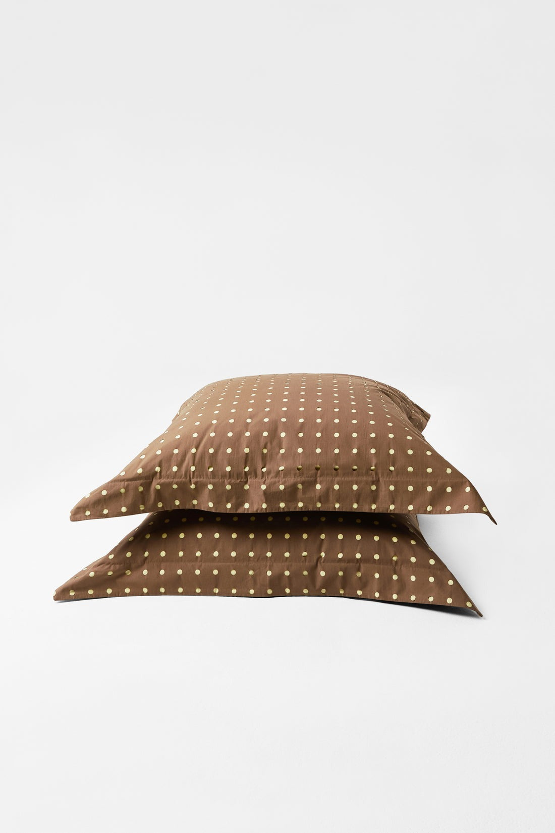 Punch Card Organic Cotton Percale Pillow Pair - Carob with Sulphur Pillows in Euro Pillow