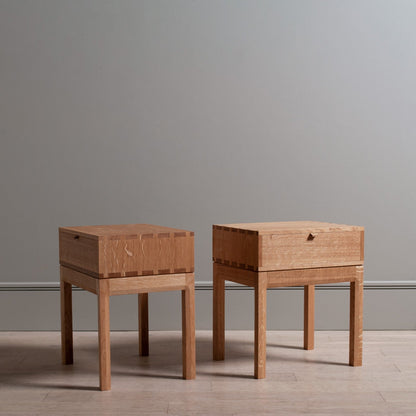 Handcrafted English Oak Drawer Nightstands - Set of 2 Bedside Tables
