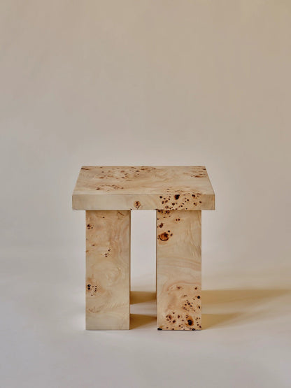 Miter Side Table in Burl Veneer End Tables