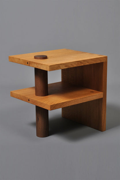 Oak & Walnut End Table End Tables