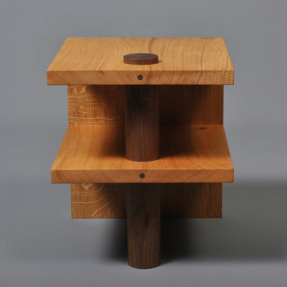 Oak & Walnut End Table End Tables