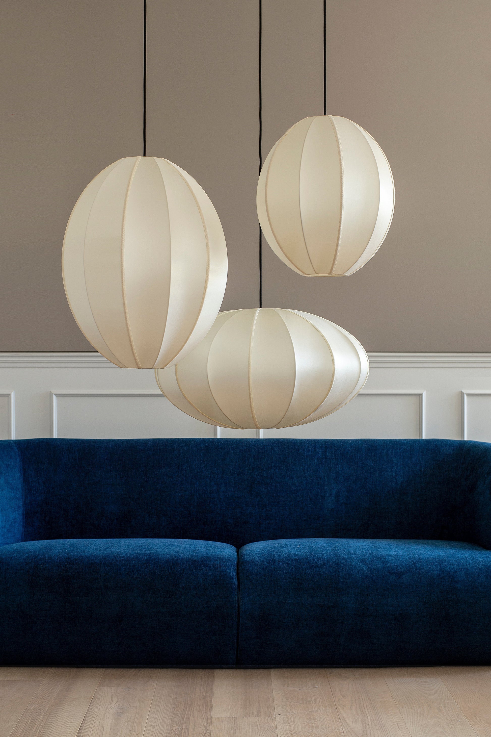 Oval Silk Pendant in Off White - Large Pendants