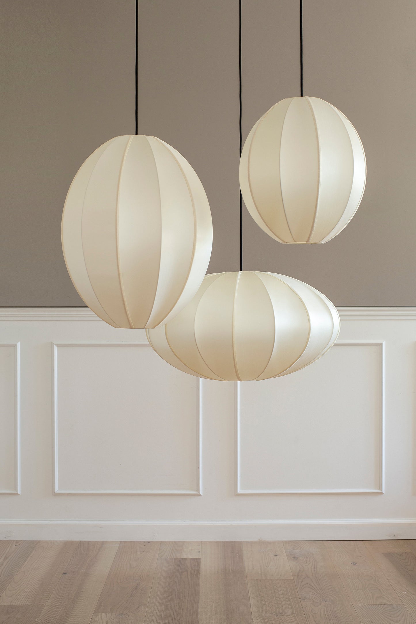 Oval Silk Pendant in Off White, Small by Oi Soi Oi Pendants