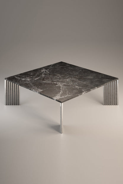 Piero Coffee Table Coffee Tables in Emperador Grey Marble/Cast Aluminum Legs