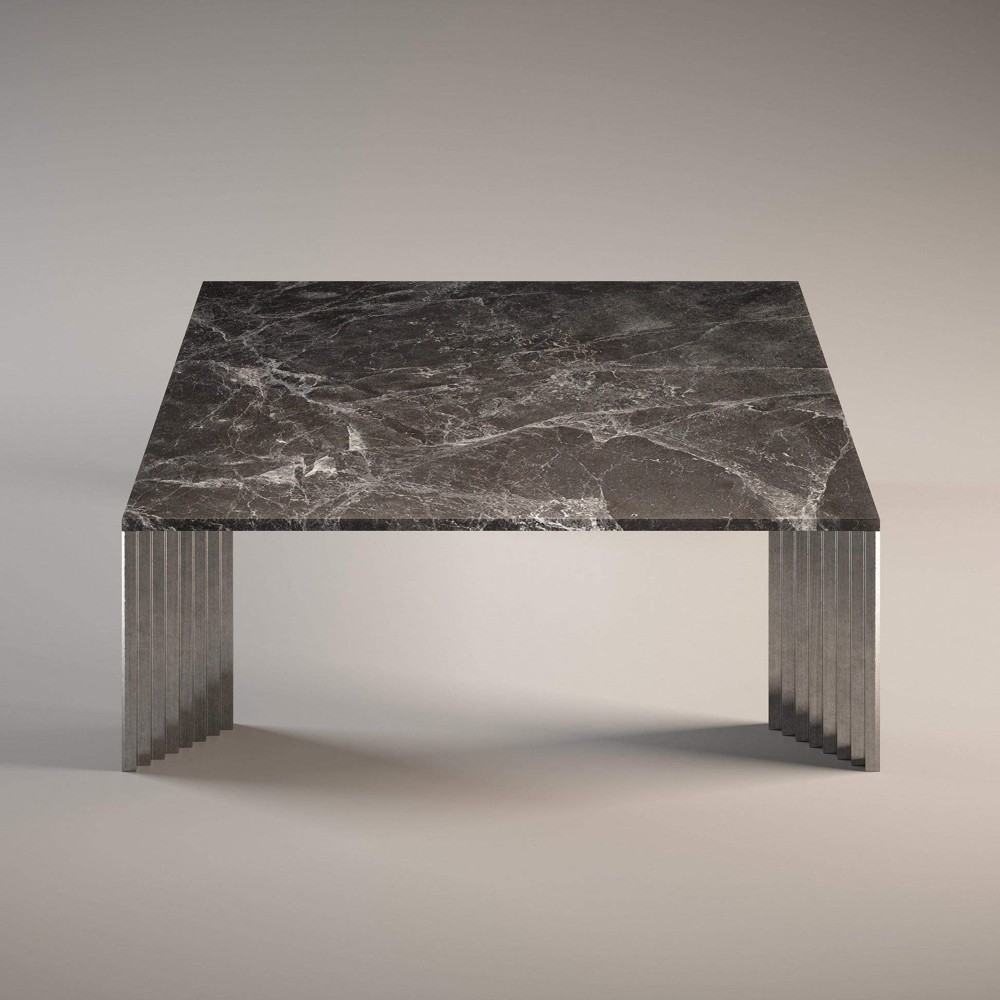 Piero Coffee Table Coffee Tables in Emperador Grey Marble/Cast Aluminum Legs