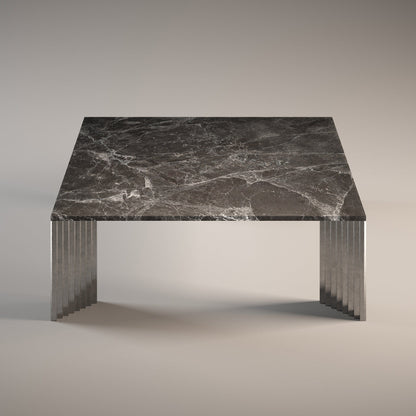 Piero Coffee Table Coffee Tables in Emperador Grey Marble/Cast Aluminum Legs