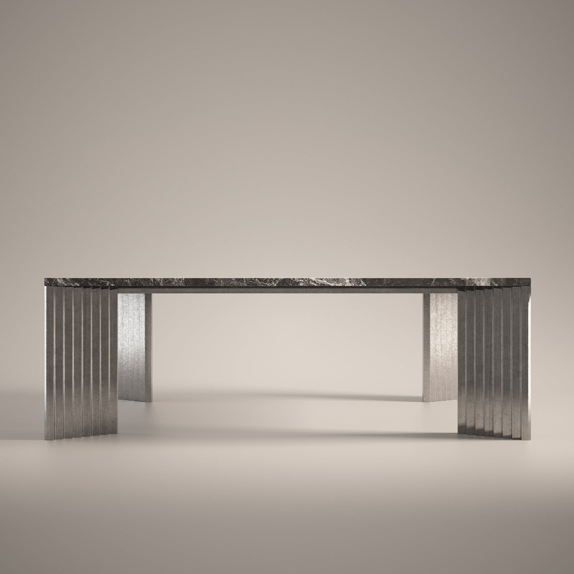 Piero Coffee Table Coffee Tables in Emperador Grey Marble/Cast Aluminum Legs
