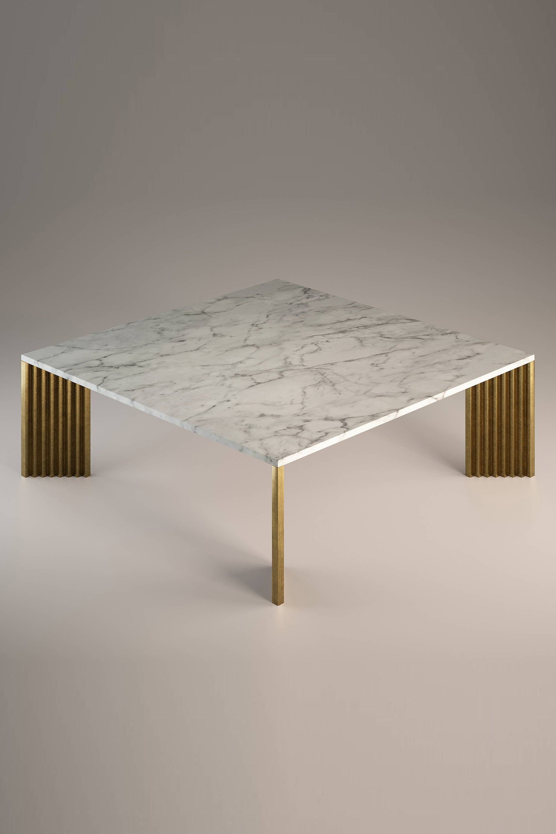 Piero Coffee Table Coffee Tables in Light Grey Marble/Cast Bronze Legs