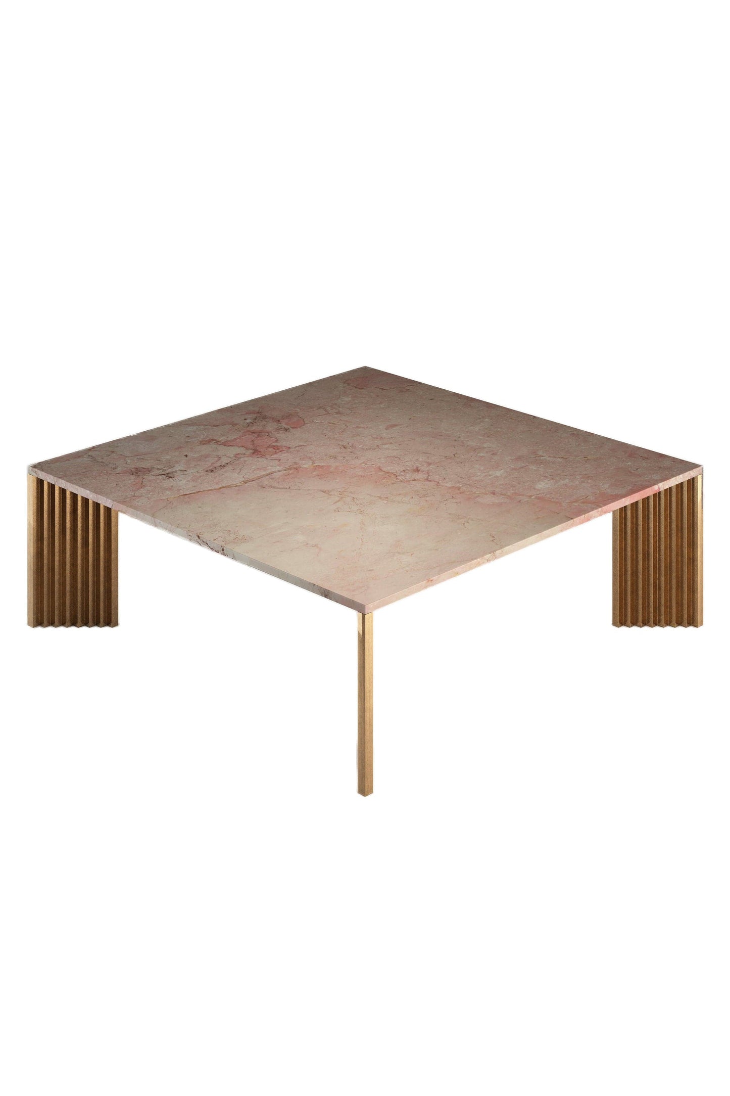 Piero Coffee Table Coffee Tables in Rosa Tea Marble/Cast Bronze Legs