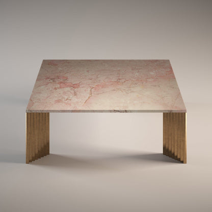 Piero Coffee Table Coffee Tables in Rosa Tea Marble/Cast Bronze Legs