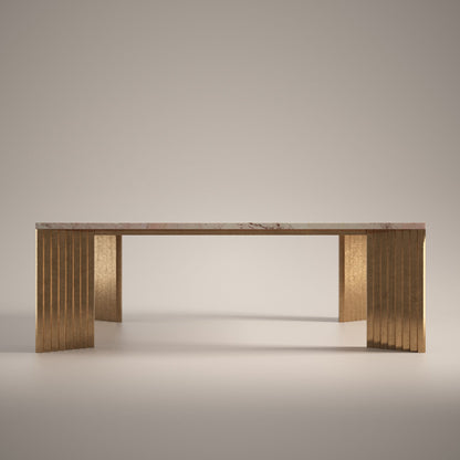 Piero Coffee Table Coffee Tables in Rosa Tea Marble/Cast Bronze Legs