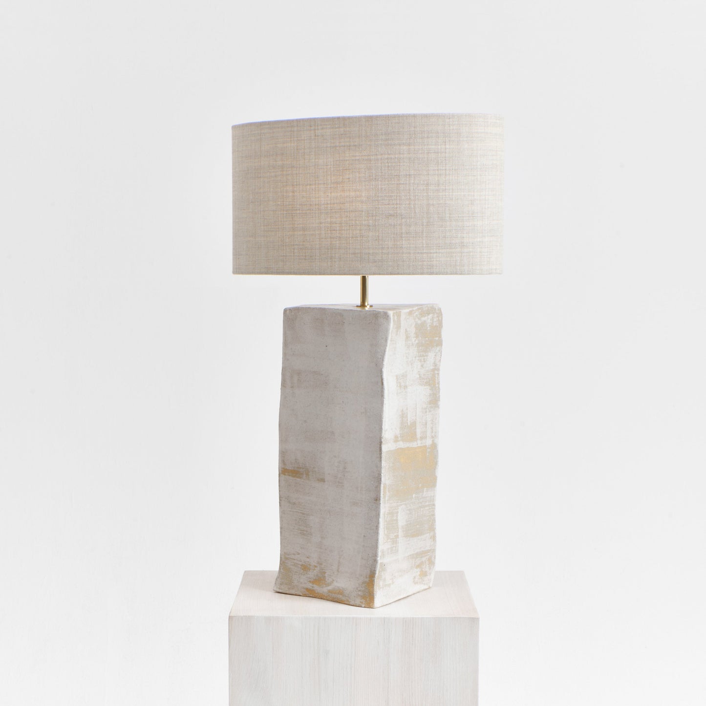 Rectangular Ceramic Light in Brished White Table & Task Lamps