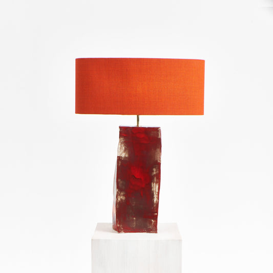 Rectangular Ceramic Light in Burned Red/Orange Table & Task Lamps