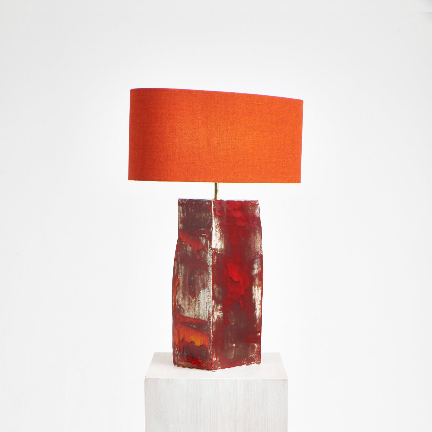 Rectangular Ceramic Light in Burned Red/Orange Table & Task Lamps