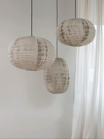Round Folding Silk Pendant in Tie-Dye Grey, Small by Oi Soi Oi Pendants