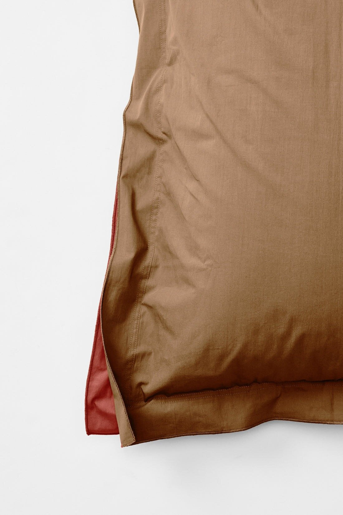 Bi Colour Organic Cotton Percale Pillow Pair - Carob & Ochre Red Pillows in Standard Pillow
