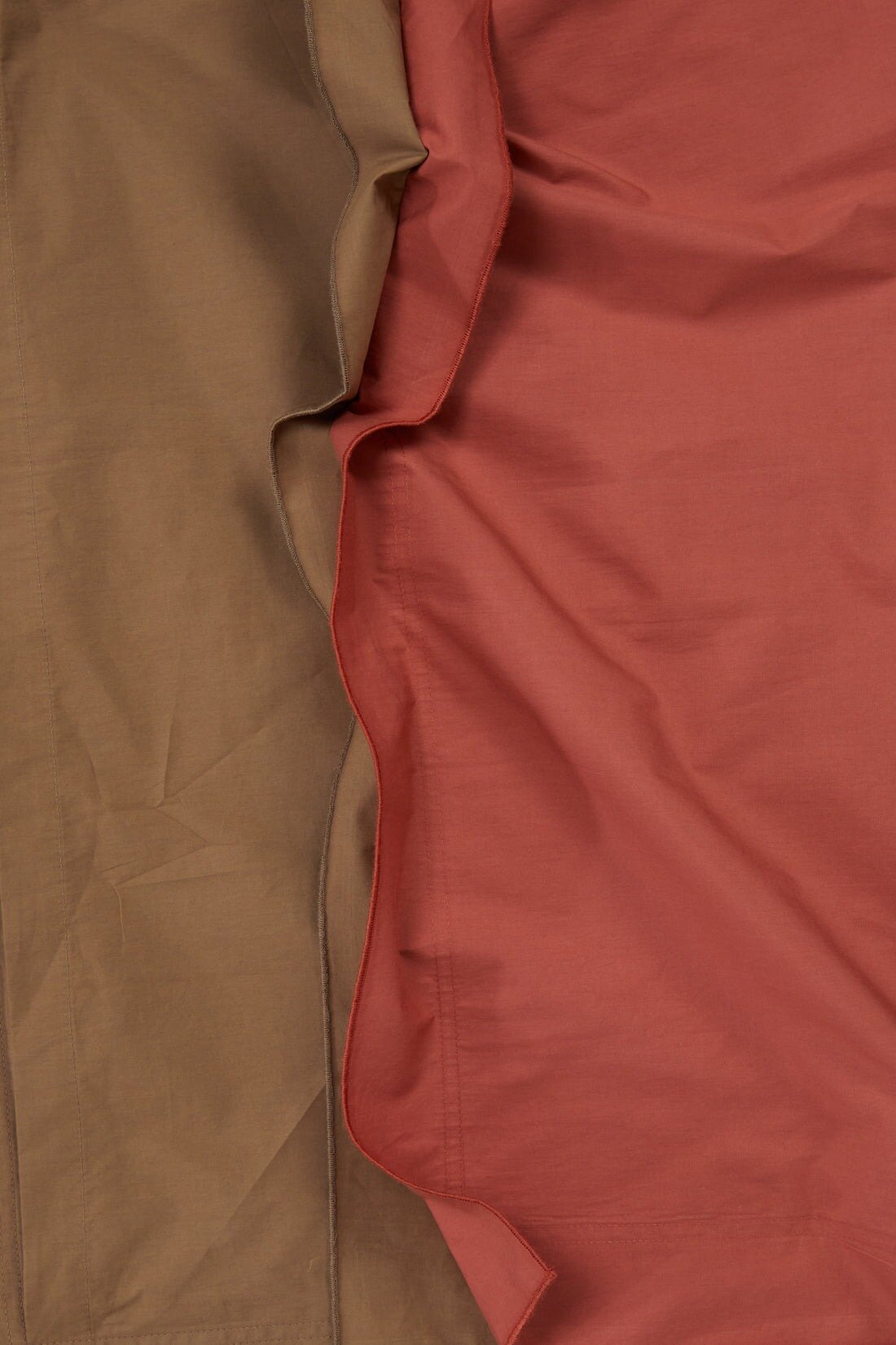 Bi Colour Organic Cotton Percale Pillow Pair - Carob & Ochre Red Pillows in Standard Pillow