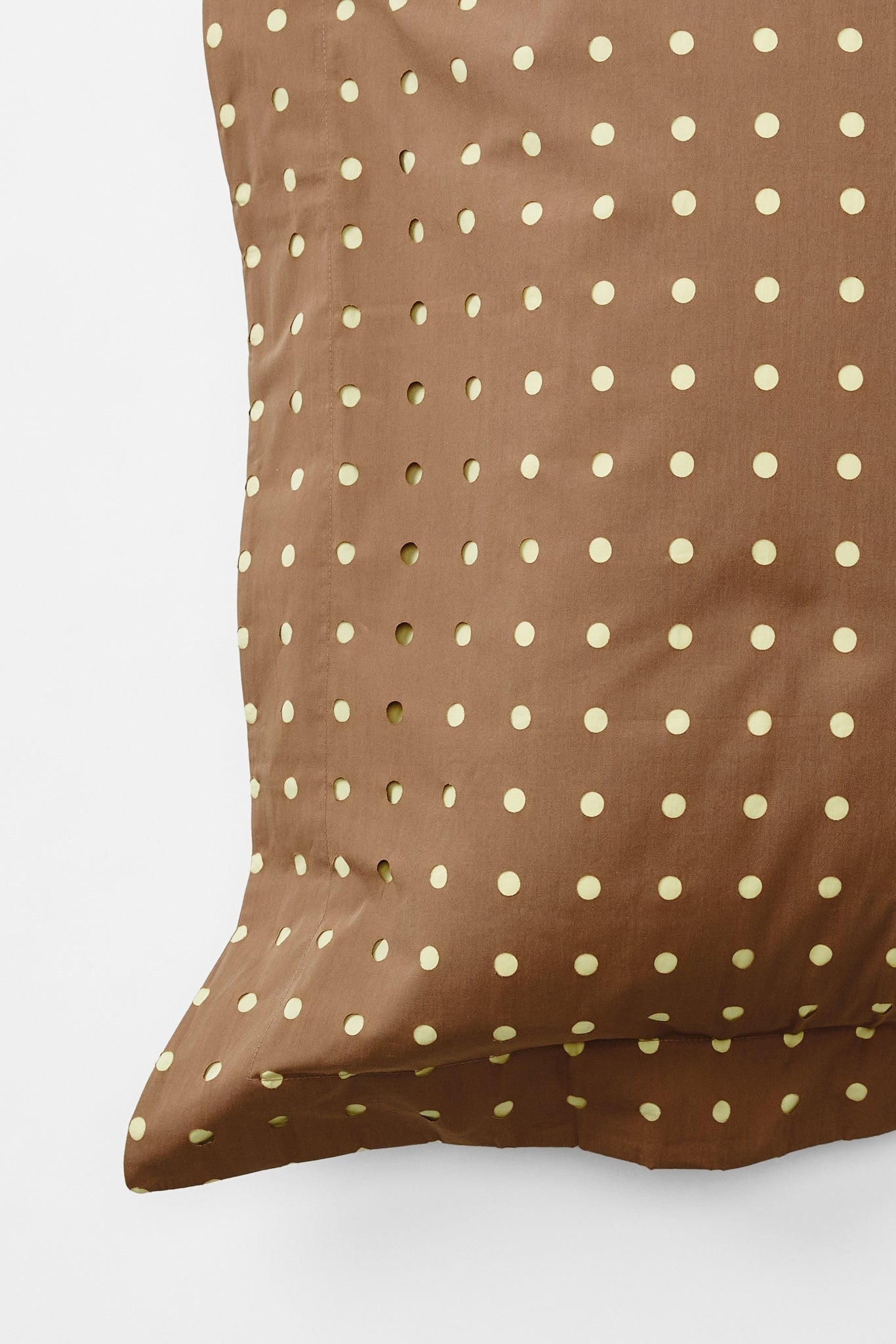 Punch Card Organic Cotton Percale Pillow Pair - Carob with Sulphur Pillows in Standard Pillow