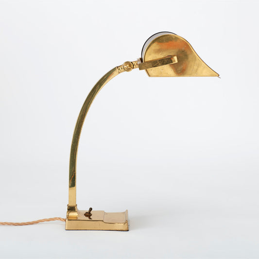 Vintage Italian Brass and Black Metal Desk Lamp Table Lamps