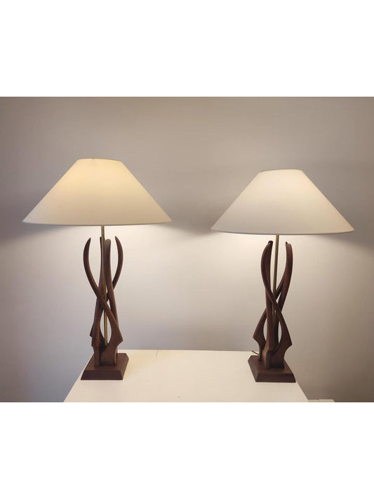 Vintage Walnut Table Lamps (Set of Two) Table Lamps