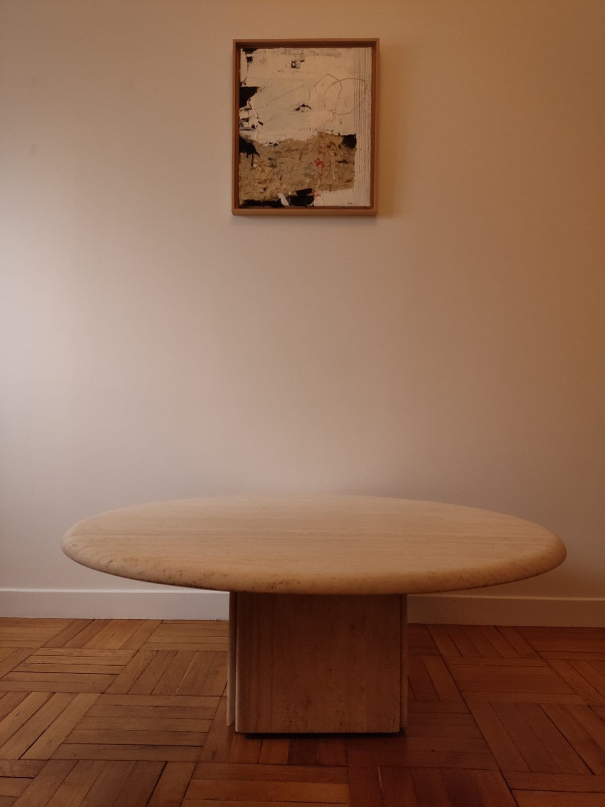 Circular Travertine Coffee Table by Claude Berraldacci Coffee Tables