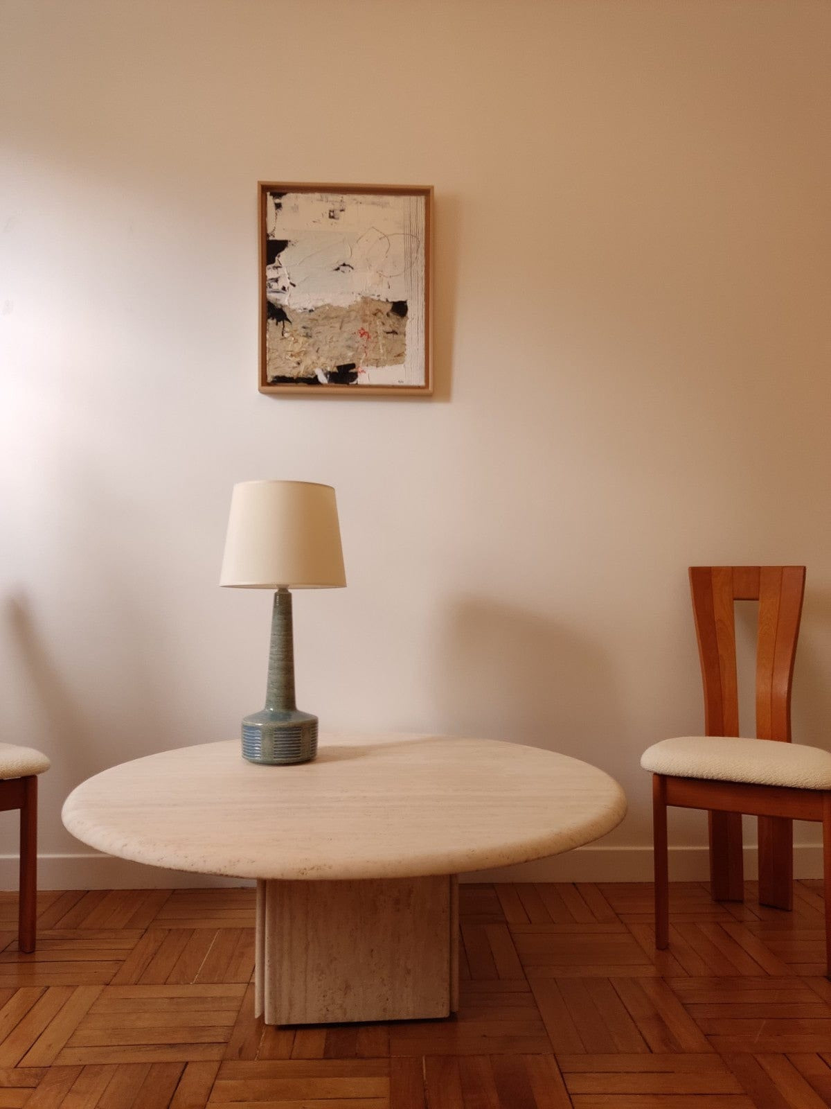 Circular Travertine Coffee Table by Claude Berraldacci Coffee Tables