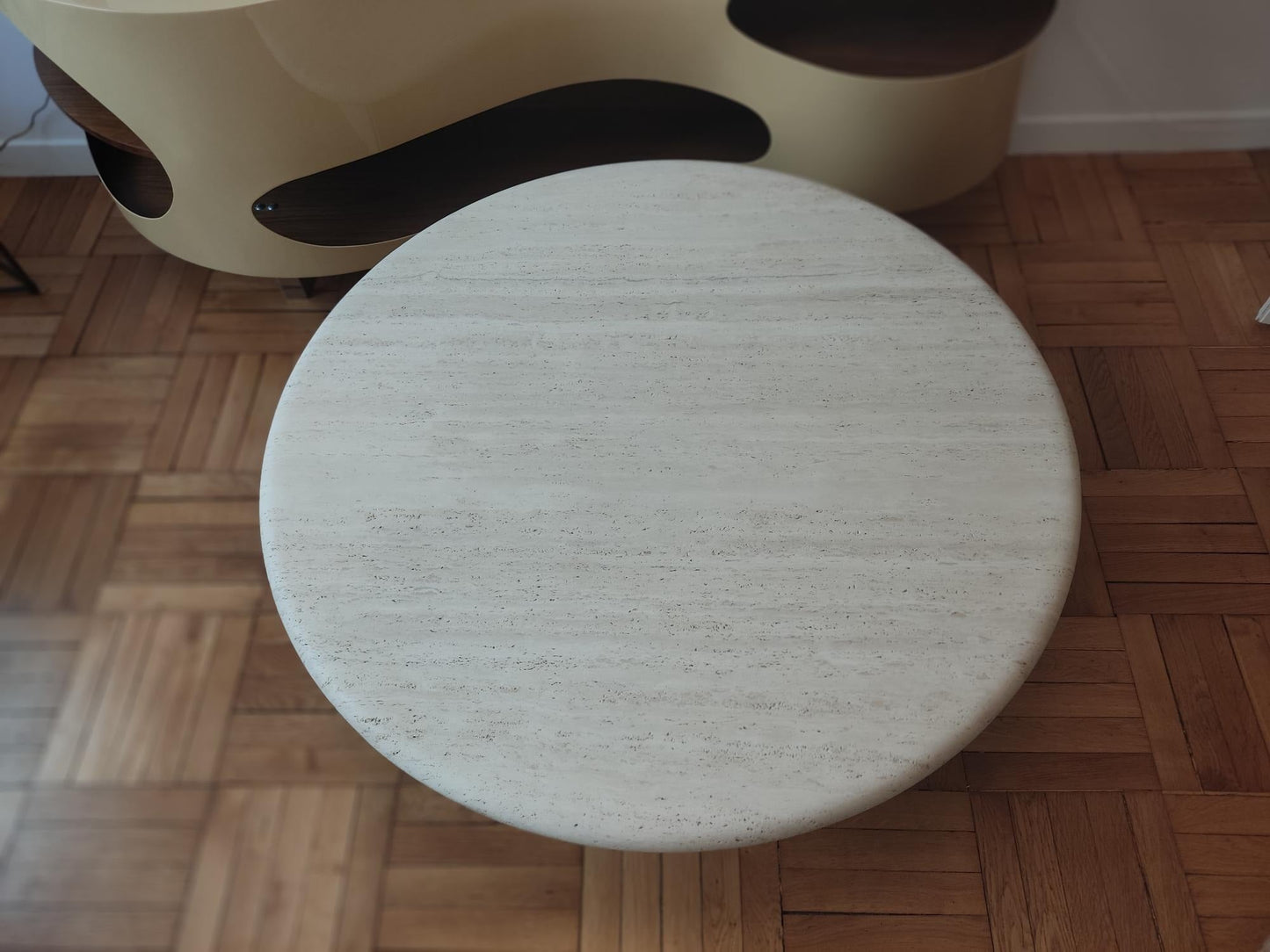 Circular Travertine Coffee Table by Claude Berraldacci Coffee Tables