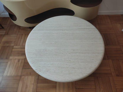 Circular Travertine Coffee Table by Claude Berraldacci Coffee Tables
