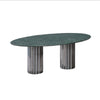 Doris Oval Dining Table in Green Serpentino Alumninum Dining Tables