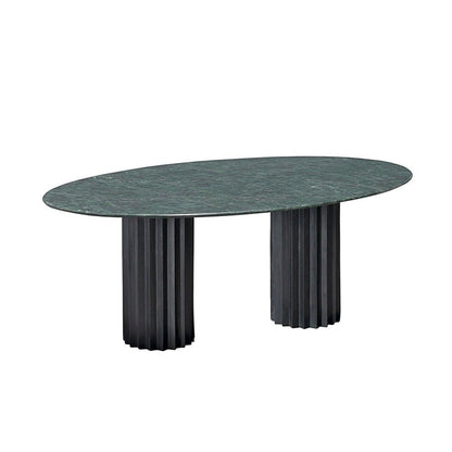 Doris Oval Dining Table in Green Serpentino Black Patina Bronze Dining Tables