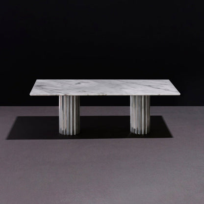 Doris Rectangular Dining Table in White Carrara Alumninum Dining Tables