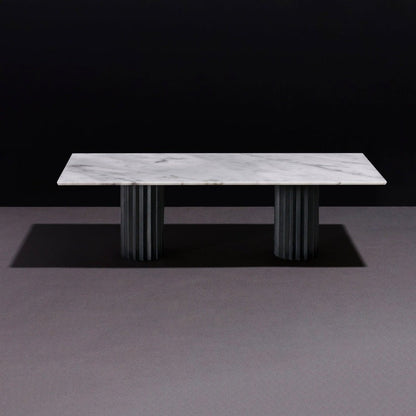 Doris Rectangular Dining Table in White Carrara Black Patina Bronze Dining Tables