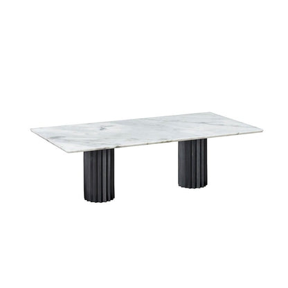 Doris Rectangular Dining Table in White Carrara Black Patina Bronze Dining Tables