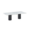 Doris Rectangular Dining Table in White Carrara Black Patina Bronze Dining Tables