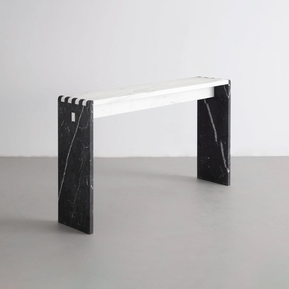 Marble Console Table in Calacatta Gold and Nero Marquina Consoles